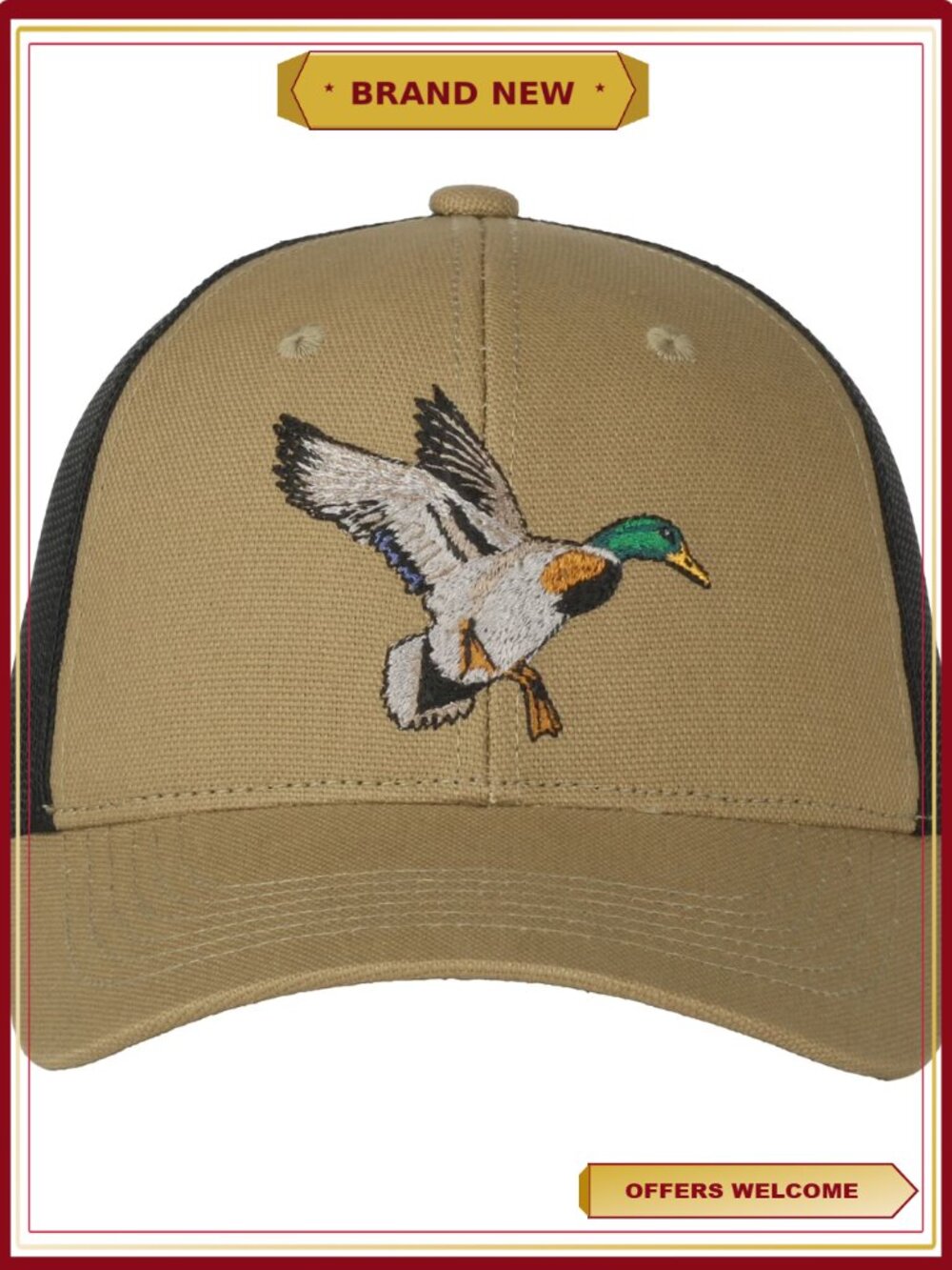 Outdoor Cap Flying Mallard Trucker Hat Mesh Back Duck Hunting for Men One Size